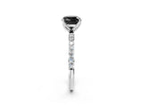White gold Fancy Black Cushion Cut Diamond Solitaire Engagement Ring with Pavé Band and Prong Setting_2