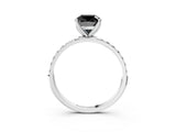 White gold Fancy Black Cushion Cut Diamond Solitaire Engagement Ring with Pavé Band and Prong Setting_3