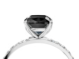White gold Fancy Black Cushion Cut Diamond Solitaire Engagement Ring with Pavé Band and Prong Setting_4
