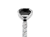 White gold Fancy Black Cushion Cut Diamond Solitaire Engagement Ring with Pavé Band and Prong Setting_5