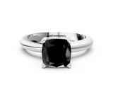 White gold Fancy Black Cushion Cut Diamond Solitaire Engagement Ring with Round Band and Four-Prong Setting_108