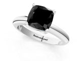 White gold Fancy Black Cushion Cut Diamond Solitaire Engagement Ring with Round Band and Four-Prong Setting_109