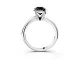 White gold Fancy Black Cushion Cut Diamond Solitaire Engagement Ring with Round Band and Four-Prong Setting_111