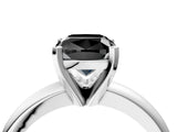 White gold Fancy Black Cushion Cut Diamond Solitaire Engagement Ring with Round Band and Four-Prong Setting_112