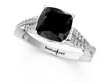 White gold Fancy Black Cushion Cut Diamond Solitaire Engagement Ring with Twisted Pavé Band and Four-Prong Setting_73