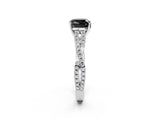 White gold Fancy Black Cushion Cut Diamond Solitaire Engagement Ring with Twisted Pavé Band and Four-Prong Setting_74