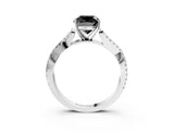 White gold Fancy Black Cushion Cut Diamond Solitaire Engagement Ring with Twisted Pavé Band and Four-Prong Setting_75