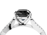 White gold Fancy Black Cushion Cut Diamond Solitaire Engagement Ring with Twisted Pavé Band and Four-Prong Setting_76