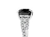 White gold Fancy Black Cushion Cut Diamond Solitaire Engagement Ring with Twisted Pavé Band and Four-Prong Setting_77