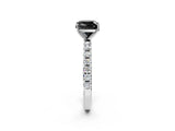White gold Fancy Black Cushion Cut Diamond Solitaire Pavé Band with Four-Prong Setting_2