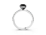 White gold Fancy Black Cushion Cut Diamond Solitaire Pavé Band with Four-Prong Setting_3