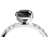 White gold Fancy Black Cushion Cut Diamond Solitaire Pavé Band with Four-Prong Setting_4