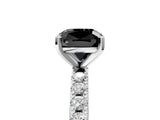 White gold Fancy Black Cushion Cut Diamond Solitaire Pavé Band with Four-Prong Setting_5