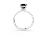 White gold Fancy Black Cushion Cut Diamond Solitaire Ring with Classic Band and Four-Prong Setting_3