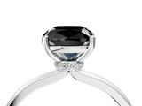 White gold Fancy Black Cushion Cut Diamond Solitaire Ring with Classic Band and Four-Prong Setting_4