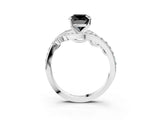 White gold Fancy Black Cushion Cut Diamond Solitaire Ring with Filigree Band and Four-Prong Setting_15