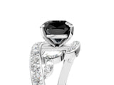 White gold Fancy Black Cushion Cut Diamond Solitaire Ring with Filigree Band and Four-Prong Setting_17