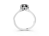 White gold Fancy Black Cushion Cut Diamond Solitaire Ring with Flower Prong Setting and Classic Band_30