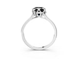 White gold Fancy Black Cushion Cut Diamond Solitaire Ring with Flower Prong Setting and Classic Band_42