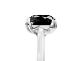 White gold Fancy Black Cushion Cut Diamond Solitaire Ring with Flower Prong Setting and Classic Band_44