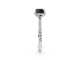 White gold Fancy Black Cushion Cut Diamond Solitaire Ring with Four-Prong Setting and Pavé Band_5