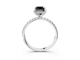 White gold Fancy Black Cushion Cut Diamond Solitaire Ring with Four-Prong Setting and Pavé Band_6