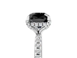 White gold Fancy Black Cushion Cut Diamond Solitaire Ring with Four-Prong Setting and Pavé Band_8