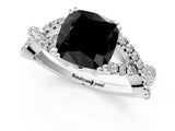 White gold Fancy Black Cushion Cut Diamond Solitaire Ring with Four-Prong Setting and Twisted Pavé Band_25