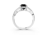 White gold Fancy Black Cushion Cut Diamond Solitaire Ring with Four-Prong Setting and Twisted Pavé Band_27