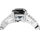 White gold Fancy Black Cushion Cut Diamond Solitaire Ring with Four-Prong Setting and Twisted Pavé Band_28