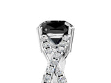 White gold Fancy Black Cushion Cut Diamond Solitaire Ring with Four-Prong Setting and Twisted Pavé Band_29