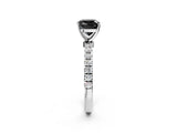 White gold Fancy Black Cushion Cut Diamond Solitaire Ring with Pavé Accents and Four-Prong Setting_2