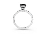 White gold Fancy Black Cushion Cut Diamond Solitaire Ring with Pavé Accents and Four-Prong Setting_3