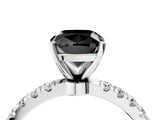 White gold Fancy Black Cushion Cut Diamond Solitaire Ring with Pavé Accents and Four-Prong Setting_4