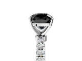White gold Fancy Black Cushion Cut Diamond Solitaire Ring with Pavé Accents and Four-Prong Setting_5
