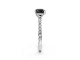 White gold Fancy Black Cushion Cut Diamond Solitaire Ring with Pavé Band and Four-Prong Setting_26