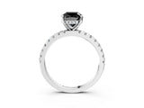 White gold Fancy Black Cushion Cut Diamond Solitaire Ring with Pavé Band and Four-Prong Setting_27