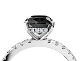White gold Fancy Black Cushion Cut Diamond Solitaire Ring with Pavé Band and Four-Prong Setting_28