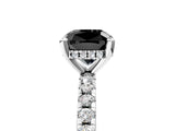 White gold Fancy Black Cushion Cut Diamond Solitaire Ring with Pavé Band and Four-Prong Setting_29