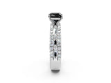 White gold Fancy Black Cushion Cut Diamond Solitaire Ring with Pavé and Channel Set Band_2