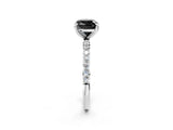 White gold Fancy Black Cushion Cut Diamond Solitaire Ring with Pave Band and Four Prong Setting_26