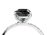White gold Fancy Black Cushion Cut Diamond Solitaire Ring with Pave Band and Four Prong Setting_28