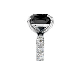 White gold Fancy Black Cushion Cut Diamond Solitaire Ring with Pave Band and Four Prong Setting_29