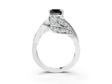White gold Fancy Black Cushion Cut Diamond Solitaire Ring with Prong Setting and Twisted Pavé Band_27