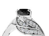 White gold Fancy Black Cushion Cut Diamond Solitaire Ring with Prong Setting and Twisted Pavé Band_28