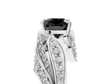 White gold Fancy Black Cushion Cut Diamond Solitaire Ring with Prong Setting and Twisted Pavé Band_29