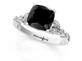 White gold Fancy Black Cushion Cut Diamond Solitaire Ring with Side Stones and Four-Prong Setting_37