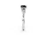 White gold Fancy Black Cushion Cut Diamond Solitaire Ring with Side Stones and Four-Prong Setting_38