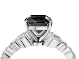 White gold Fancy Black Cushion Cut Diamond Solitaire Ring with Side Stones and Four-Prong Setting_40