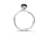 White gold Fancy Black Cushion Cut Diamond Solitaire Ring with Thin Band and Four-Prong Setting_3